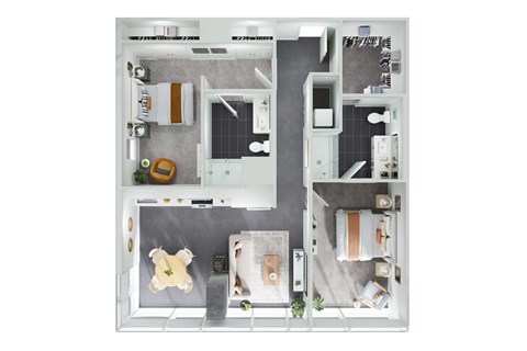 Floor plan for 2 beds, 1 bath, 1063 sqft